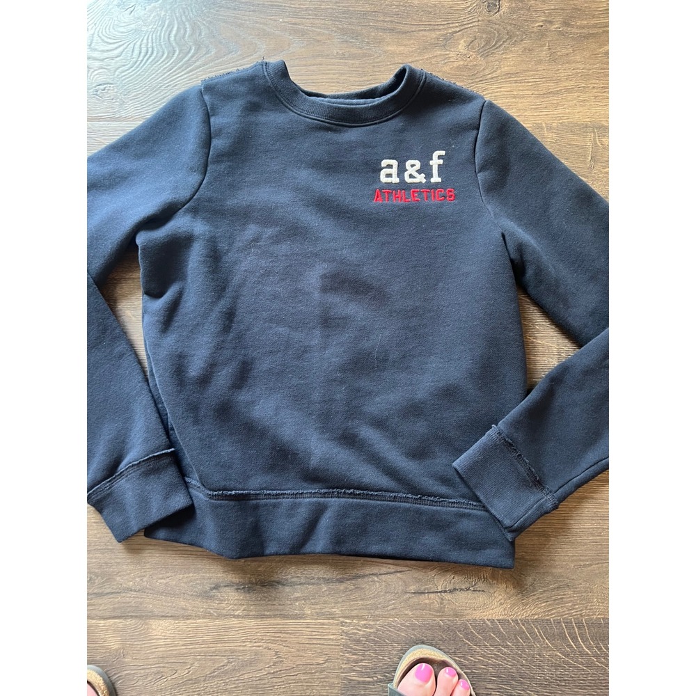 Abercrombie Kids XL Navy Blue a&f Athletics Crewneck Fleece Sweatshirt Pullover